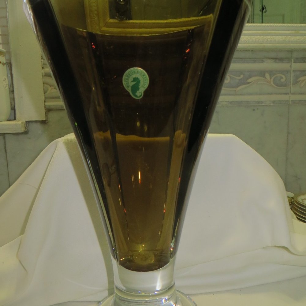 Waterford Olive Green 13  Inch Vase New  In Box